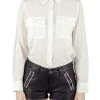 Marc Jacobs Ivory Silk Epaulette Detail Button Front Shirt M For Women