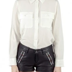 Marc Jacobs Ivory Silk Epaulette Detail Button Front Shirt M For Women
